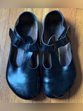 Rare Birkenstock 40 Paris Black Leather Shoes T Strap Mary Janes EU 40 US 9 9.5